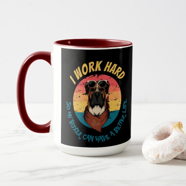 Urban Warrior BOXER I WORK HARD Mug (Avec donut)