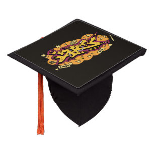 Urban Yellow and Orange Graffiti Handwriting Skate Graduation Cap Topper