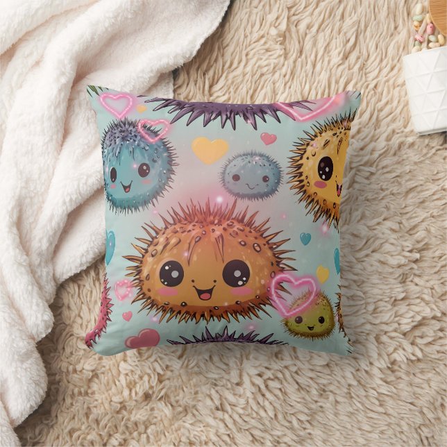 Urchin Heart Print  Throw Pillow (Blanket)