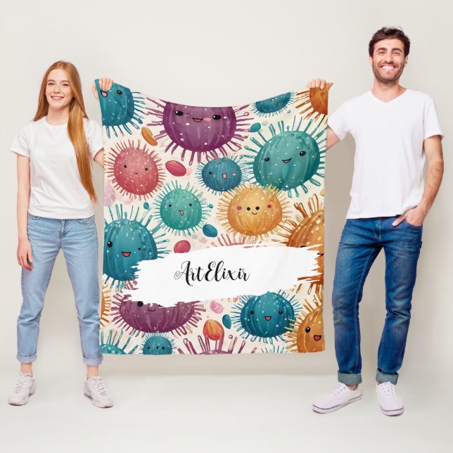 Urchin Watercolor Print Fleece Blanket (In Situ)