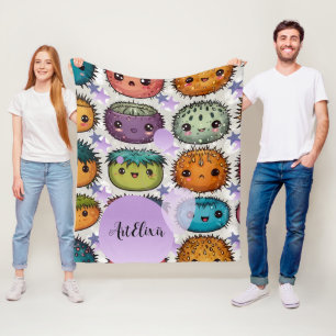 Urchin with Stars Print  Fleece Blanket