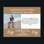 Urgent Call-to-Action Real Estate Card<br><div class="desc">Urgent Call-to-Action Real Estate Card Grab your clients’ attention with this urgent call-to-action real estate card, featuring a photo of a person sitting on a wall and the bold phrase “Sometimes it pays to wait. NOW is NOT that time!”. Designed to highlight fast-moving property markets, this card encourages potential sellers...</div>