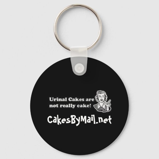 Urinal cakes keychain, CakesByMail.net Keychain (Front)