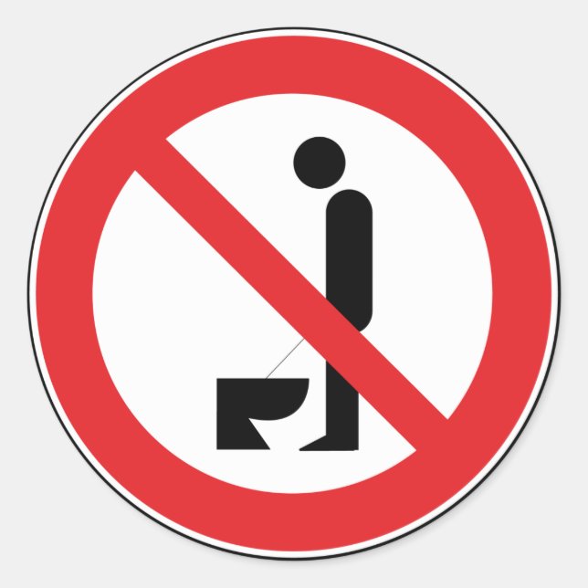 Urinating while standing is prohibited classic round sticker (Front)