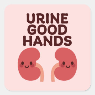 Urine Good Hands – Cute Smiling Kidney Design Square Sticker