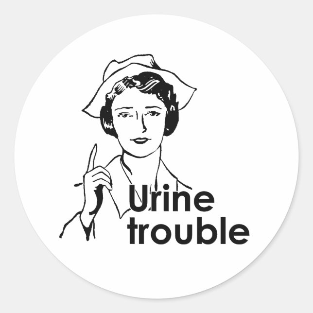 URINE TROUBLE CLASSIC ROUND STICKER (Front)