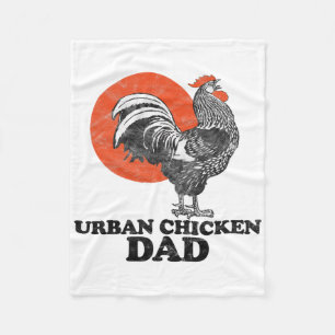 Urn Chicken Dad Crowing Rooster And Sun Vintage Gr Fleece Blanket