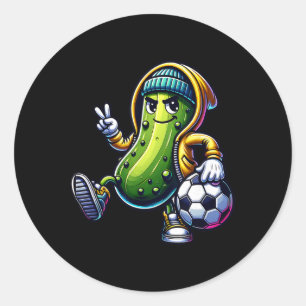 Urn Pickle Soccer Player Cool Cartoon Vibes  Classic Round Sticker
