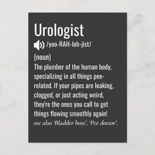 urologist definition funny urology postcard (Front)