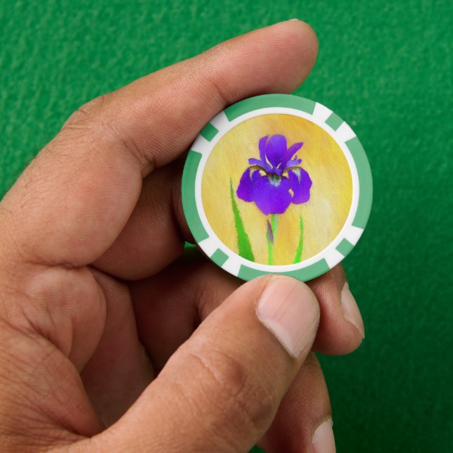 urple Bearded Iris Painting - Original Flower Art Poker Chips (Hand)