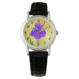 urple Bearded Iris Painting - Original Flower Art Watch