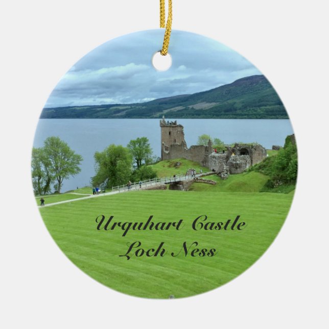 Urquhart Castle Loch Ness Scotland Landscape Photo Ceramic Ornament (Front)