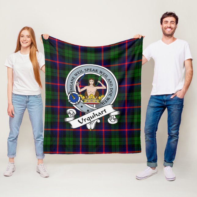 Urquhart Modern Clan Badge Tartan Plaid Fleece Blanket (In Situ)