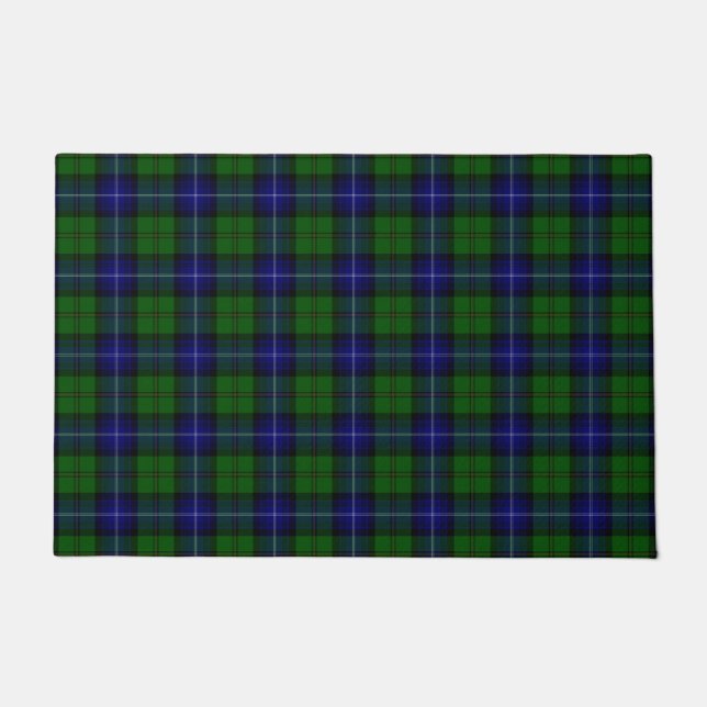 Urquhart tartan blue green plaid doormat (Front)
