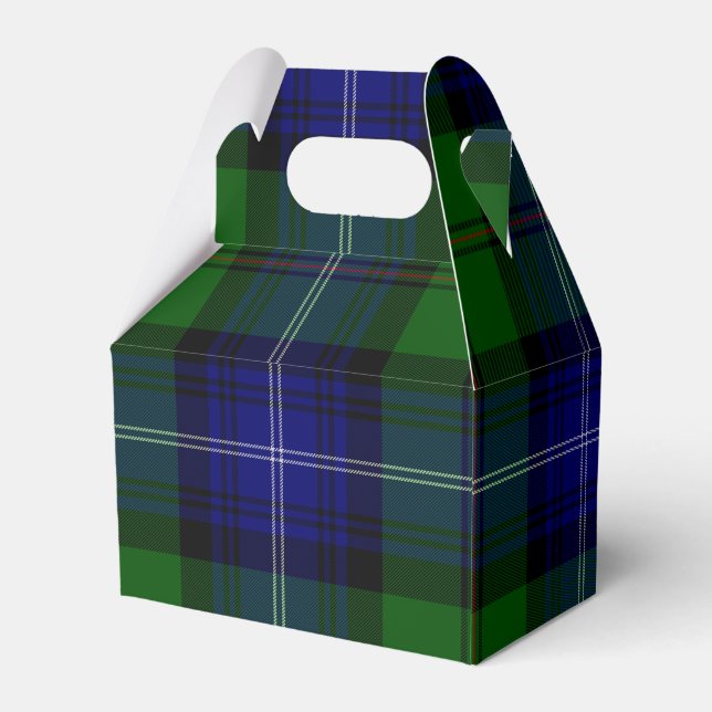 Urquhart tartan blue green plaid favor box (Back Side)