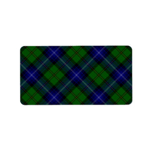 Urquhart tartan blue green plaid label