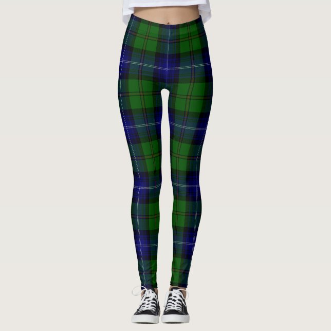 Urquhart tartan blue green plaid leggings (Front)