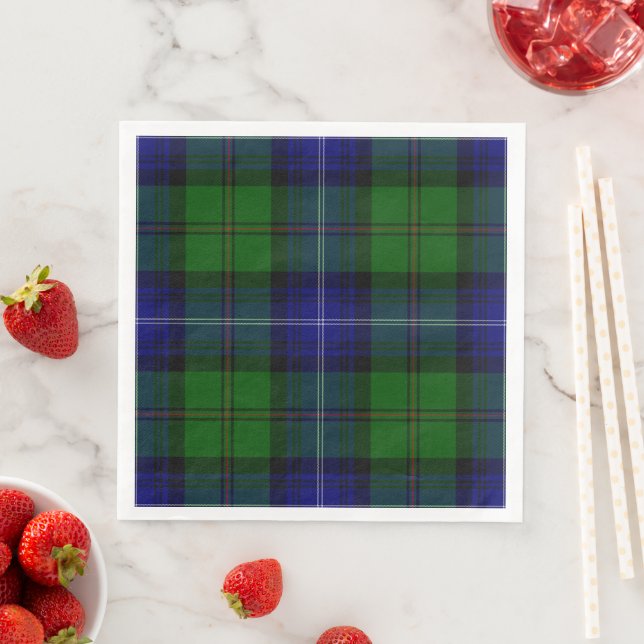 Urquhart tartan blue green plaid napkin (Insitu)