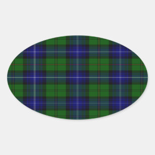 Urquhart tartan blue green plaid oval sticker