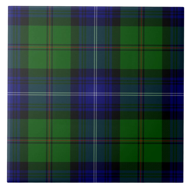 Urquhart tartan blue green plaid tile (Front)
