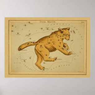 Ursa Major - Vintage Astronomical Star Chart Image