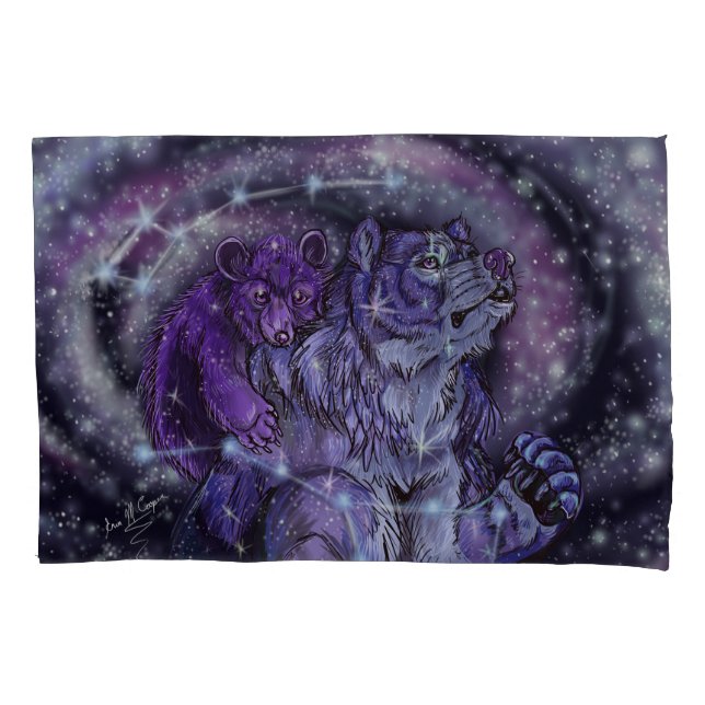 Ursa Minor and Major Star Bears Pillowcase (Front)
