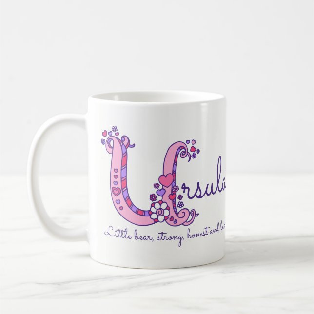 Ursula initial U name meaning doodle art mug (Left)