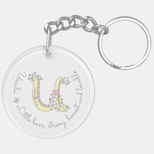 Ursula monogram letter U name and meaning keyring (Back Left)
