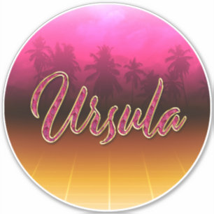 Ursula prénom nom autocollant rose doré