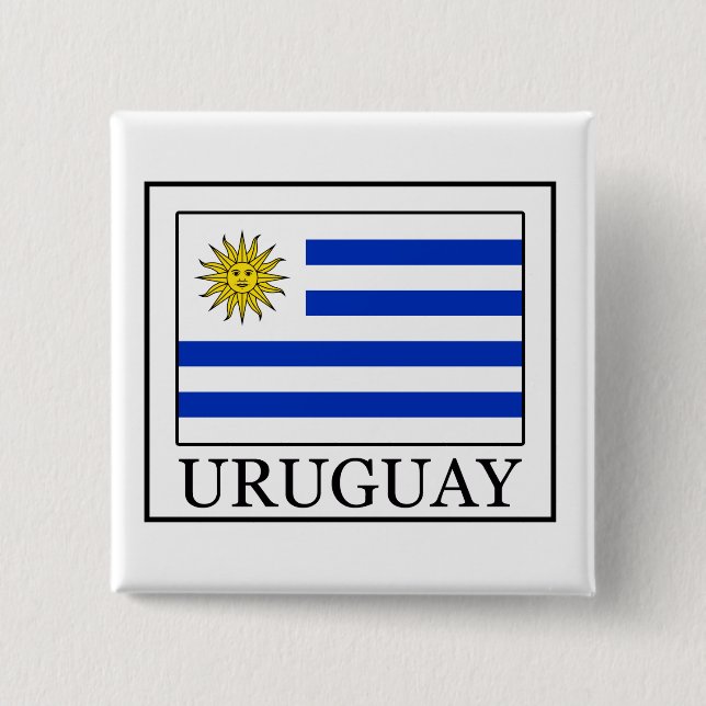 Uruguay 2 Inch Square Button (Front)