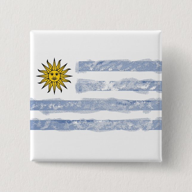 Uruguay 2 Inch Square Button (Front)