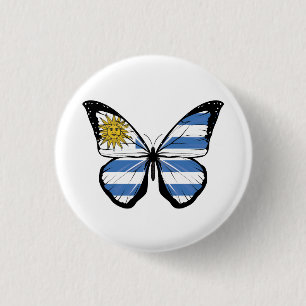 Uruguay Butterfly Flag 1 Inch Round Button