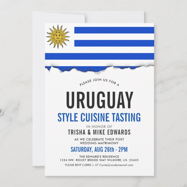 Uruguay Cuisine | Party Flag Invite (Front)