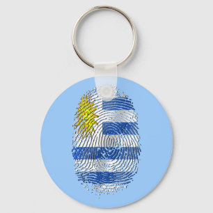 Uruguay DNA fingerprint Uruguayan flag pride Keychain