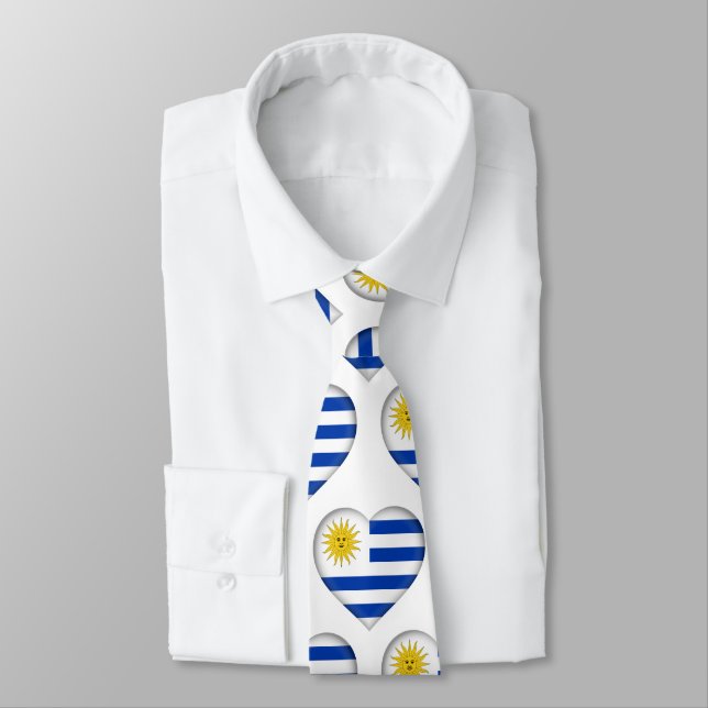Uruguay Drapeau Couleurs Coeur Motif Cravate (Attaché)