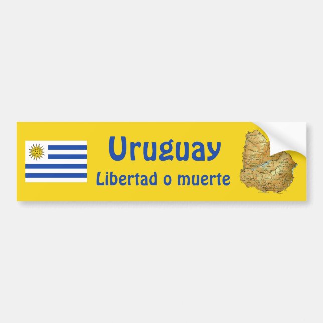 Uruguay Flag and Map Bumper Sticker (Front)