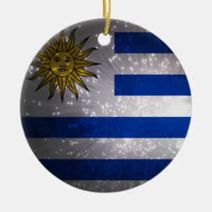 Uruguay Flag Firework Ceramic Ornament