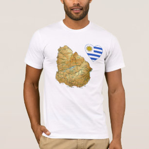 Uruguay Flag Heart and Map T-Shirt