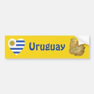 Uruguay Flag Heart + Map Bumper Sticker