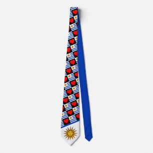 Uruguay Flag Heart Pattern Patriotic Uruguayan Tie