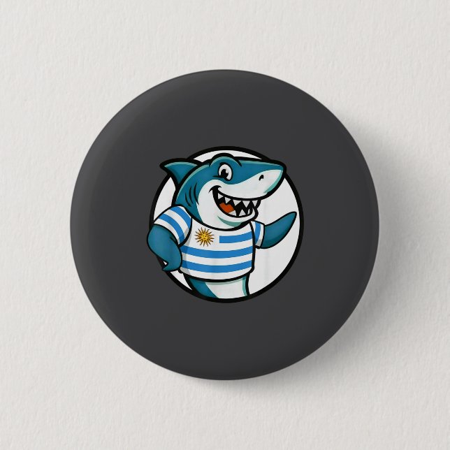 Uruguay Flag Shark Funny Uruguayan  2 Inch Round Button (Front)