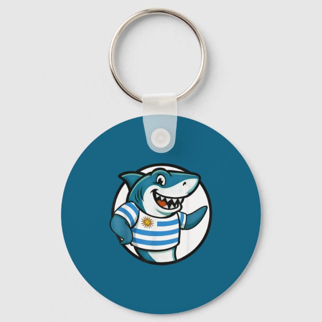 Uruguay Flag Shark Funny Uruguayan  Keychain (Front)