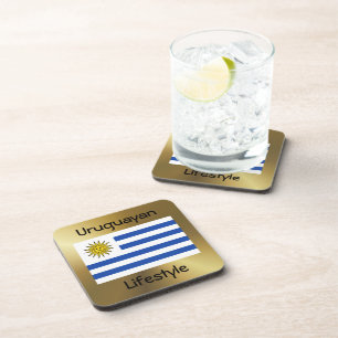 Uruguay Flag+Text Coaster
