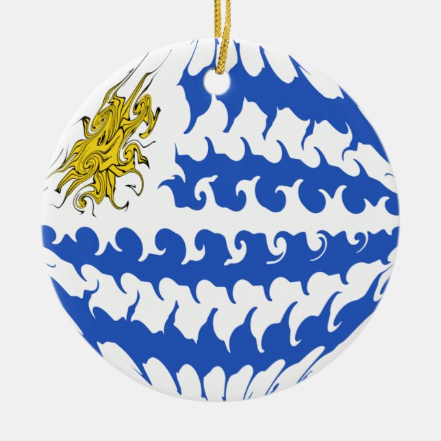 Uruguay Gnarly Flag Ceramic Ornament (Front)