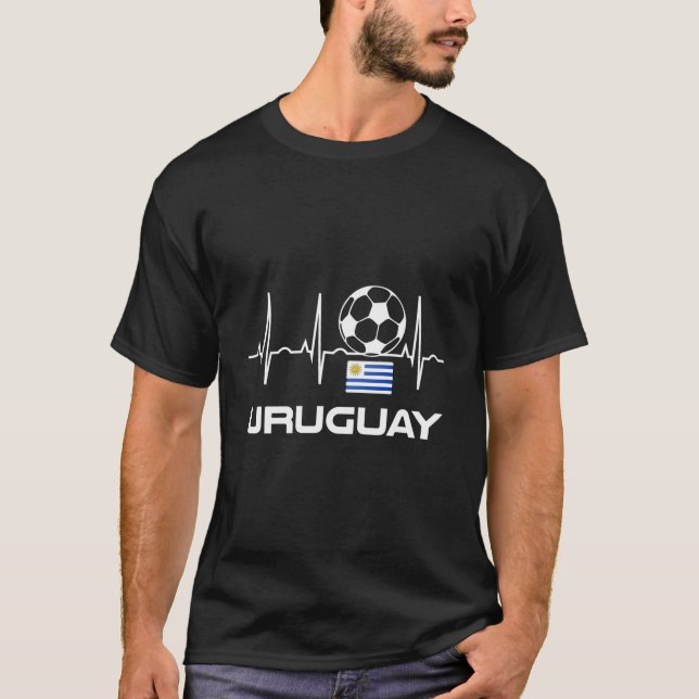 Uruguay Soccer Hoodie - Uruguay Futbol Heartbeat H T-Shirt (Front)