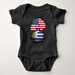 Uruguay Uruguayan American USA Tree Roots Flag Baby Bodysuit
