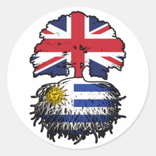 Uruguay Uruguayan British UK Tree Roots Flag Classic Round Sticker
