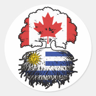 Uruguay Uruguayan Canadian Canada Tree Roots Flag Classic Round Sticker