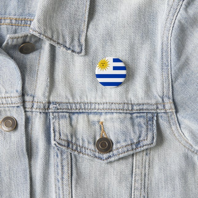 Uruguay (Uruguayan) Flag 1 Inch Round Button (In Situ)