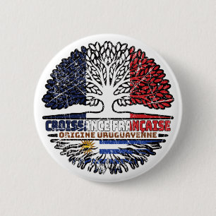 Uruguay Uruguayan French France Tree Roots Flag 2 Inch Round Button